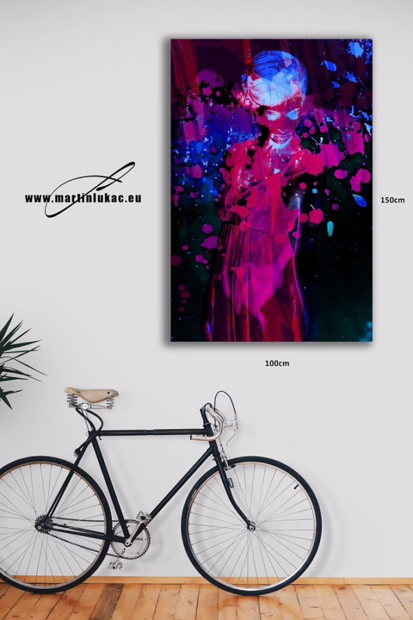 Abstrakt Máří - Abstraktní umělecká fotografie ženské postavy v zářivých barvách, autor Martin Lukač, vizuál na zdi, k prodeji v našem eshopu