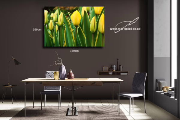 Vizualizace obrazu Tulipány v pozoru – Poupata tulipánů, vizualizace obrazu na zdi, autor Martin Lukač, www.martinlukac.eu