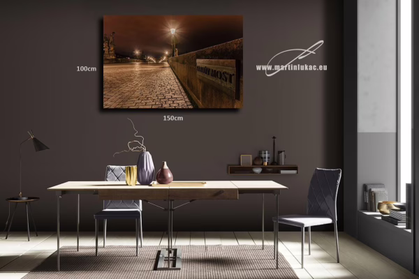 Vizualizace obrazu Karlova mostu za pandemie na zdi, autor Martin Lukač, vizualizace obrazu na zdi, k prodeji v našem eshopu, pražský fotograf, www.martinlukac.eu