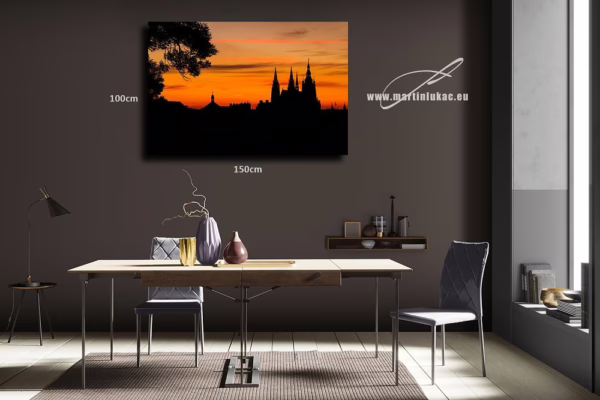 Vizualizace obrazu s motivem Hradních siluet při západu slunce, k prodeji v našem eshopu, autor Martin Lukač, pražský fotograf, www.martinlukac.eu