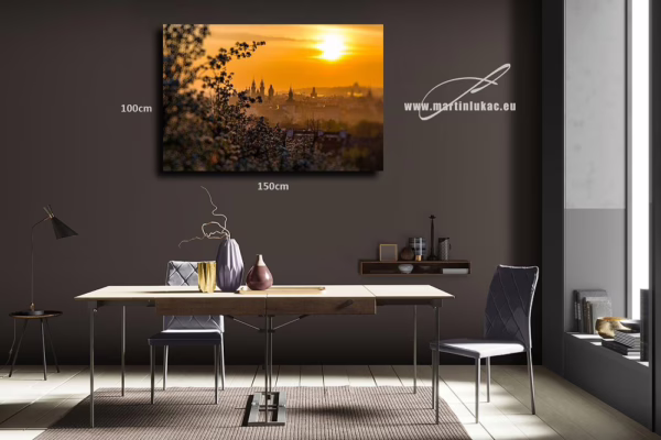 Vizualizace obrazu s motivem jara na Petříně v interiéru, k prodeji v našem eshopu, autor Martin Lukač, pražský fotograf, www.martinlukac.eu
