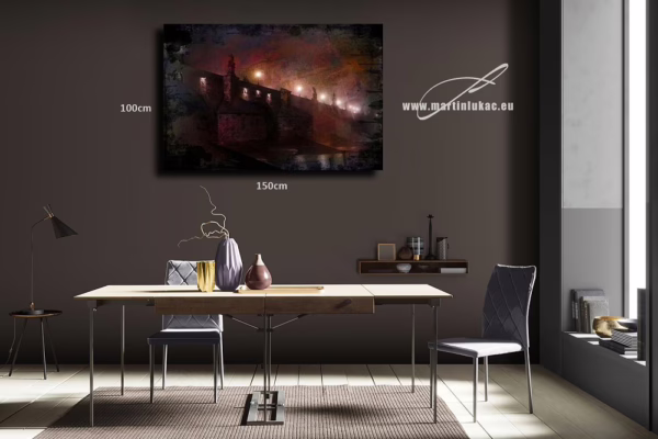Vizualizace pražského mostu v noční atmosféře s poetickým nádechem – k prodeji v našem eshopu, autor Martin Lukač, pražský fotograf, www.martinlukac.eu