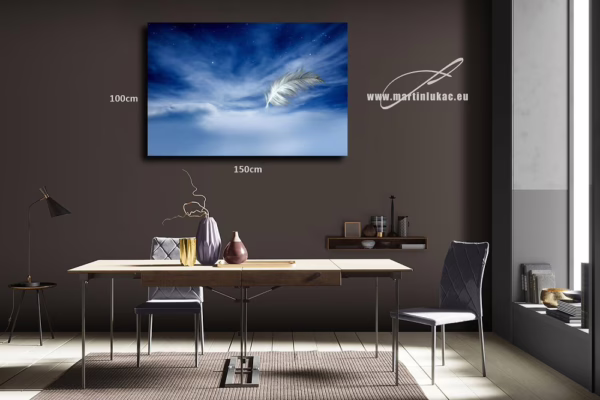 Vizualizace snové krajiny s pírkem a modrým nebem – k prodeji v našem eshopu, autor Martin Lukač, pražský fotograf, www.martinlukac.eu