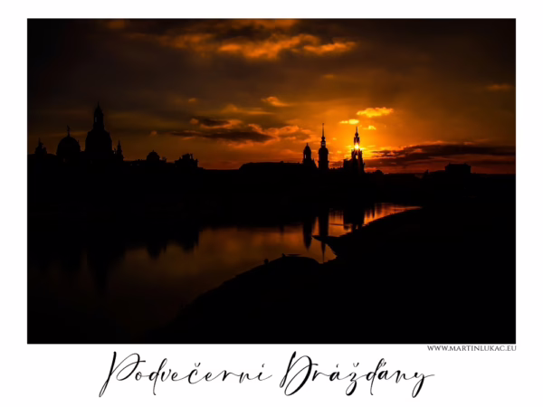 Podvečerní Drážďany – západ slunce nad panoramatem Drážďan a řekou Labe, autor Martin Lukač, www.martinlukac.eu