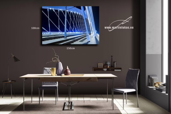 Vizualizace obrazu Trojský most 05 v interiéru – moderní architektura v detailu v nočním osvětlení, autor Martin Lukač, pražský fotograf, www.martinlukac.eu