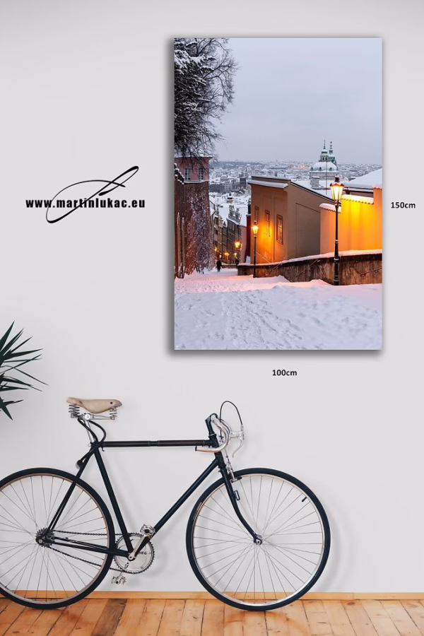 Vizualizace obrazu Zimní zámecké schody v interiéru – pohádková zimní Praha, autor Martin Lukač, pražský fotograf, www.martinlukac.eu