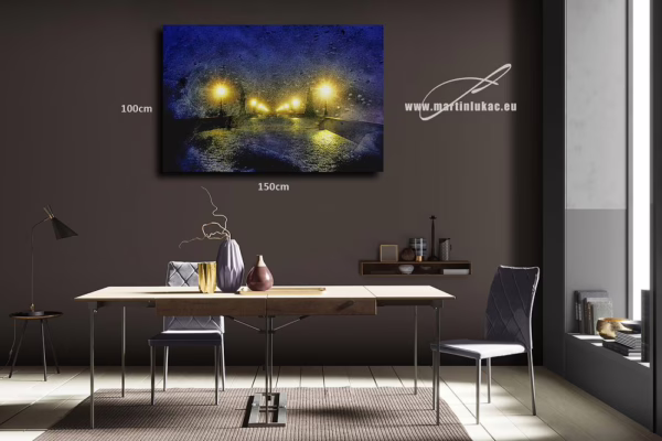 Vizualizace uměleckého tisku s motivem Karlova mostu v modré náladě, k prodeji v našem eshopu, autor Martin Lukač, pražský fotograf, www.martinlukac.eu
