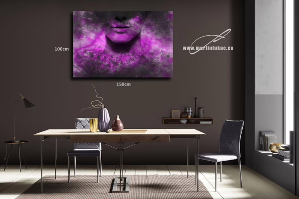 Vizualizace obrazu s ženským portrétem v odstínech fialové, k prodeji v našem eshopu, autor Martin Lukač, pražský fotograf, www.martinlukac.eu