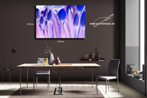 Vizualizace originálního uměleckého obrazu s tulipány v negativní barevnosti, k prodeji v našem eshopu, autor Martin Lukač, pražský fotograf, www.martinlukac.eu