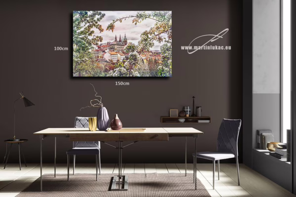 Vizualizace obrazu s názvem Pražské jaro – romantický pohled na kvetoucí město, k prodeji v našem eshopu, autor Martin Lukač, pražský fotograf, www.martinlukac.eu