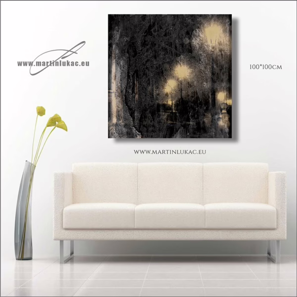Umělecká vizualizace temné noční atmosféry s pouličními lampami, k prodeji v našem eshopu, autor Martin Lukač, pražský fotograf, www.martinlukac.eu