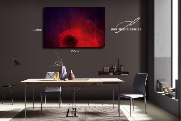 Vizualizace obrazu Rudá gerbera – květ s hlubokým výrazem emocí, k prodeji v našem eshopu, autor Martin Lukač, pražský fotograf, www.martinlukac.eu