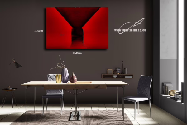 Vizualizace obrazu Rudý úsvit – minimalistický pohled pod mostem za svítání, k prodeji v našem eshopu, autor Martin Lukač, pražský fotograf, www.martinlukac.eu