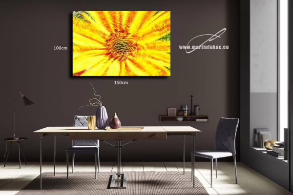 Vizualizace obrazu slunečného květu, který prozáří prostor svou energií, k prodeji v našem eshopu, autor Martin Lukač, pražský fotograf, www.martinlukac.eu