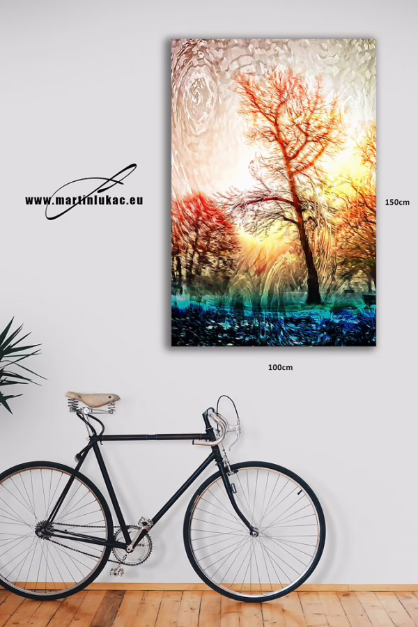 Vizualizace obrazu se středovým stromem a energií slunovratu, k prodeji v našem eshopu, autor Martin Lukač, pražský fotograf, www.martinlukac.eu