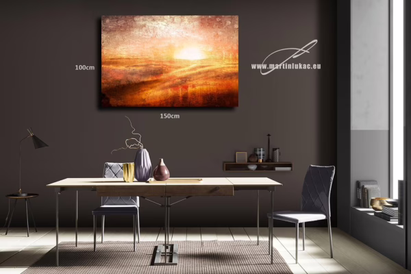 Vizualizace obrazu na zdi, k prodeji v našem eshopu – rytmická abstrakce světla a krajiny, autor Martin Lukač, pražský fotograf, www.martinlukac.eu