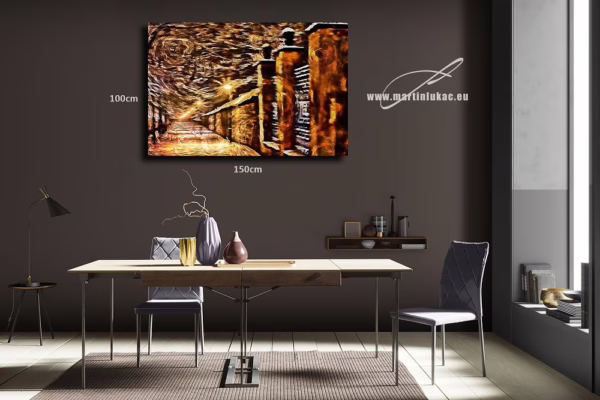 Vizualizace obrazu na zdi, k prodeji v našem eshopu – zima jako sen v barvách ohně a ticha, autor Martin Lukač, pražský fotograf, www.martinlukac.eu