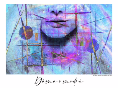 Tichý hlas ukrytý v geometrii chladu... Abstraktní portrét ženy ve studených tónech modré a fialové, autor Martin Lukač, pražský fotograf, www.martinlukac.eu