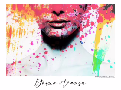 Barva jako pohyb duše ve stavu beztíže... Portrét ženy s barevnými stříkanci a efektem transu, autor Martin Lukač, pražský fotograf, www.martinlukac.eu