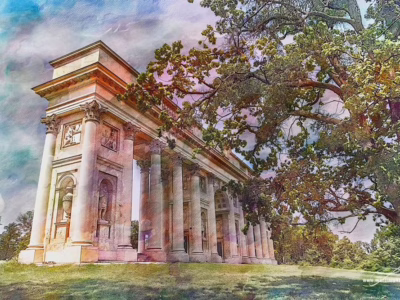 Zastavení v čase pod korunami stromů... Romantická kolonáda mezi stromy pod letním nebem s jemnou pastelovou úpravou, autor Martin Lukač, pražský fotograf, www.martinlukac.eu