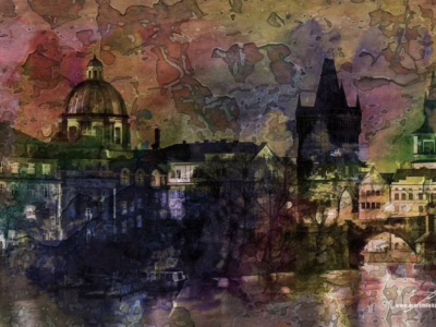 Staré Město v barvách snu a mlhy... Historické věže a budovy Starého Města v tajemných barvách večera, autor Martin Lukač, pražský fotograf, www.martinlukac.eu