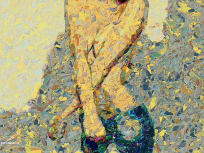 Zrození ticha ve střípcích barev... Abstraktní ztvárnění ženského těla v sytých barvách a střípcích světla, autor Martin Lukač, pražský fotograf, www.martinlukac.eu