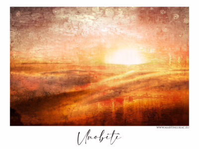 Vlnění světla a země v rytmu soumraku... Hřejivé abstrahované vlnobití při západu slunce na venkově, autor Martin Lukač, pražský fotograf, www.martinlukac.eu