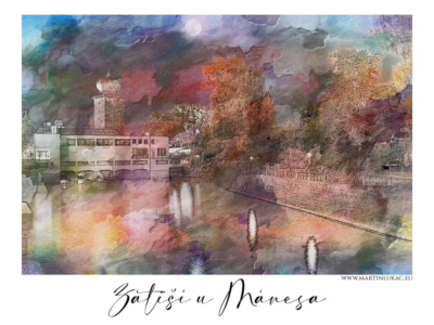 Barevné ticho, které plyne mezi časem a snem... Barevná kompozice budovy Mánesa a Vltavy v uměleckém podání, autor Martin Lukač, pražský fotograf, www.martinlukac.eu